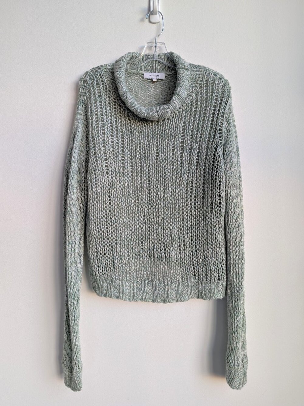 JOHN + JENN Chunky Open Knit Cowl Neck Sweater | Medium